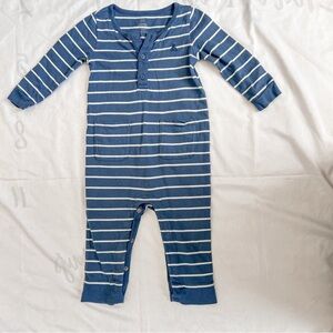 Baby Gap Blue and White Striped Kids Long Sleeve One Piece Size 12-18 Months